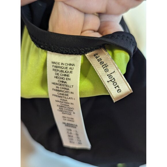 Nanette Lepore Embroidered Beaded One-Piece Swimsuit Black Crisscross Back Size - Picture 5 of 5